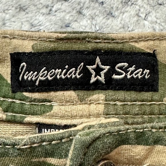 Imperial Star Shorts Girls Size 14 Green Khaki Camo Stretch Cut Off Flat Front - Picture 4 of 12